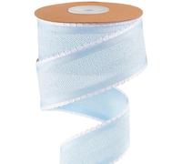 GORGECRAFT 10 Yards Herringbone Striped Ribbon 3.8cm Wired Felt Ribbon Blue Double Sided Raw Edge Frayed Christmas Fabric Trim with White Lace for Gift Wrapping DIY Crafts Wedding Home Decor