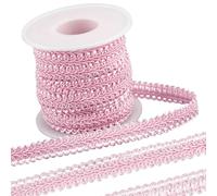 GORGECRAFT 10 Yards x 12mm Woven Gimp Trim Polyester Decorative Braid Trim Woven Fabric Ribbon Curtain Upholstery Trimming Lace Edge Applique for Sewing Accessories Costume Home Decoration light pink