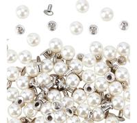 GORGECRAFT 100 Sets 10mm Beige No Sew Easy Brooch for Women Removable Pearl Buttons with Pins Kit Reusable Pearls Rivets Decorative Buttons Clips Fixed for Clothes DIY Shirt Dress Sweater Shawl