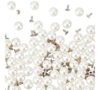 GORGECRAFT 100 Sets 8mm Pearl Buttons White Pearl Rivets Studs Removable No Sew Easy Brooch Button Clips Fixed Brooches Snaps Decorative Buttons for Women Clothes DIY Shirt Dress Sweater Shawl