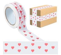 GORGECRAFT 100m*45mm Designer Cute Packing Tape Heart Printing Shipping Tape White Waterproof Gift Wrapping Tapes for Home Office Packing Repairing Art Crafts Scrapbooking Present Valentine's
