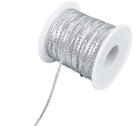 GORGECRAFT 100m Silver Dreadlock Rope 3mm Wrap String Nylon Braided Ribbon Hiphop Hair Tie Glitter Braiding Band String Sparkly Edge Twine Metallic Cord for Craft Hair Extension