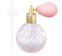 GORGECRAFT 100ml Air Bag Perfume Bottle Pink Clear Crystal Perfume Bottles Vintage Atomizer Spray Bottle Refillable Empty Glass Pump Sprayer Makeup Tool with Funnel and Dropper for Cocktail Lotion Oil