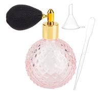 GORGECRAFT 100ml Air Bag Perfume Bottle Pink Crystal Perfume Bottles Vintage Atomizer Spray Bottle Refillable Empty Glass Pump Sprayer Makeup Tools with Funnel and Dropper for Cocktail Lotion Oil