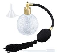 GORGECRAFT 100ml Clear Crystal Perfume Bottles Air Bag Perfume Bottle Vintage Atomizer Spray Bottle Refillable Empty Glass Long Spray Tassels Atomizer Pump with Funnel Dropper for Cocktail Lotion Oil