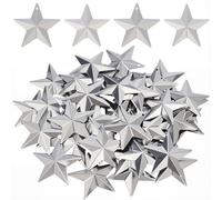 GORGECRAFT 100Pcs 2 Styles Silver Galvanized Metal Star Vintage Rustic Primitive Stars Three Dimensional Christmas Tree Patriotic Ornament for Hanging Wall Holiday Wreath Decor Crafts Project Handmade