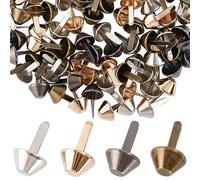GORGECRAFT 100Pcs 4 Colors 24.5x14.5mm Bag Feet Studs Metal Plate Bottom Stud Cone Studs Mushroom Spike Rivet Nailheads Metal Brads for Leather Craft Handbag Purse Making Clothing Boots Shoe Decor