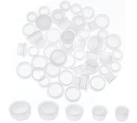 GORGECRAFT 100PCS 5 Sizes Plastic Salt and Pepper Shaker Stoppers Clear Bottle Stoppers Replacement Plug Bottle Shaker Covers Reusable Round End Covers for Bottles Flower Pots