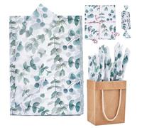 GORGECRAFT 100Pcs Eucalyptus Tissue Paper Green Leaves Greenery Botanical Gift Wrapping Tissue Boho Herb Decor Packaging Bag for Wedding Birthday DIY Art Crafts Party Favor Decoration 35x50cm