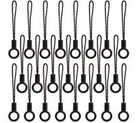 GORGECRAFT 100Pcs Lanyard Phone Ring Strap Nylon Cell Phone Finger Ring Grip Holders Strap Charm Cords with Silicone Ring for Mobile USB Flash Drive MP3 Keychain Keyring DIY Lariat Lanyards Black