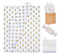 GORGECRAFT 100Pcs Polka Dots Tissue Paper Big Gold Foil Dot Wrapping Paper Metallic Wrapping Tissue Paper Polka Dot Gift Bags DIY Art Craft Paper for Birthday Wedding Gift Packing 50x35cm