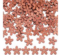GORGECRAFT 100Pcs Wooden Buttons Vintage Flower Shape 2-Holes Decorative Sewing Button Small Mini Rustic Floral Wood Buttons for Clothes Crafts Dolls Ornament Scrapbooking Antique Brown 20x20.5mm
