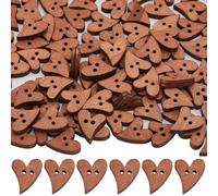GORGECRAFT 100Pcs Wooden Buttons Vintage Heart Shape 2 Holes Sewing Button Small Mini Baking Painted Rustic Love Heart Wood Buttons for Clothes Crafts Dolls Ornament Project Saddle Brown 1.9x1.7cm