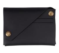 GORGECRAFT 102x75x25mm Genuine Leather Mini Card Case Crazy Horse Leather Card Wallet with Front Pocket Snap Button Black Detachable Slim Purse Changes Holder for Men Women ID Credit Card Organizer
