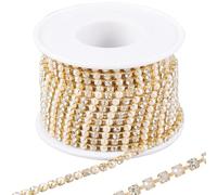 GORGECRAFT 10M 3MM Rhinestone Pearl Chain Claw Pearl Rhinestone Trim Sparkling Crystal Rhinestones Faux Pearl Close Chain Applique Banding in Golden Base for DIY Sewing Crafts Jewellery Making