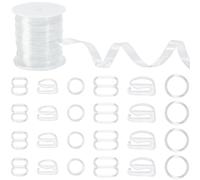 GORGECRAFT 10m Clear Elastic Straps Transparent Elastic Band for Sewing 180Pcs 6 Styles Bra Strap Clips Plastic Adjustment Bra Strap Hooks for DIY Shoulder Strapless Dress Sewing Project