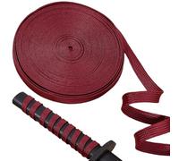 GORGECRAFT 10m Ito Sageo Wrapping Cord 13mm Wide Dark Red Synthetic Silk Blend Sword Handle Cord Tsukamaki Sageo Scabbard Rope for Japanese Samurai Swords Wakizashi Tanto Handle Rope