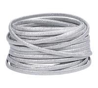 GORGECRAFT 10m x 5mm Foldover Leather Strips Glitter Faux Leather Strap 2mm Thick PU Flat Leather Cord Silver Metallic Leather String Leatherette Trimming Threads Rope for Jewelry Making DIY Crafts