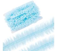 GORGECRAFT 10m x 6cm Pleated Mesh Lace Trim Light Blue Polyester Embroidery Gathered Ruffle Lace Ribbon Edge Trimming Applique for Sewing Costumes Wedding Home Decor Gift Wrapping Scrapbook