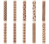 GORGECRAFT 10Pcs 10 Styles Wooden Clay Texture Rollers Set for Pottery Wood Ceramics Polymer Stamp Roller Tools Modeling Pattern Embossing Rolling Pin Kit for Earring Making Beginners DIY Handcrafts
