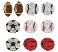 GORGECRAFT 10Pcs 5 Styles Rhinestone Sport Ball Iron On Patch Bling Baseball Crystal Applique Football Rugby Basketball Hot Melt Adhesive Patches Decals for Clothes Jeans Hats Backpack Bag DIY Crafts