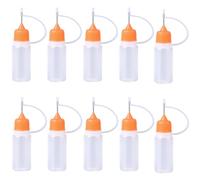 GORGECRAFT 10PCS Ink Liquid Applicator Dropper Bottles with Metal Needle 10ML Precision Needle Tip Applicator Translucent Plastic Squeeze Glue Bottle for DIY Quilling Craft Acrylic Painting (White)