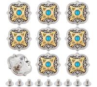 GORGECRAFT 10Pcs Leather Decorative Rivets 26mm Faux Turquoise Metal Screw Back Buttons Antique Silver Gold Leather Purse Rivet Studs Western Tightener Buckles for Belt Bag Shoes Leathercraft