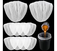 GORGECRAFT 10Pcs Paint Strainer Bag 2 Gallon White Nylon Fine Mesh Bucket Strainers Paint Filters Bags with Elastic Drawstring Top Opening for Smooth Painting Gardening Hydroponics