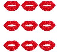 GORGECRAFT 10Pcs Red Lips Rhinestone Iron on Appliques Kiss Lip Sticker Lipstick Mouth Crystal Hotfix Transfer Decals Bling Diamonds Patches for T-Shirt Clothing Jacket Hat Bag DIY Sewing Craft