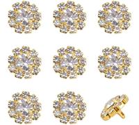 GORGECRAFT 10Pcs Rhinestone Shank Buttons Alloy Crystal Flower Shape Button Round Decorative Metal Buttons Gold Brass Button for Sewing Crafts Shawls Dress Clothing Bags Embellishments Wedding Decor