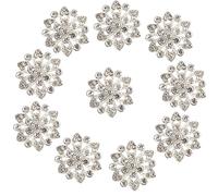 GORGECRAFT 10Pcs Rhinestone Shank Buttons Alloy Crystal Flower Shape Decorative Buttons Applique Embellishments in Clothes Diy Jewelry Decoration for Crafts Wedding Party Bouquet