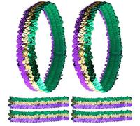 GORGECRAFT 10Pcs Sequin Headband Sparkling Wide Headband Elastic Glow Stretch Sparkle Glitter Fashion Adjustable Hair Band Accessories Set for Women Sports Dance Party Teams Store, Blue Violet