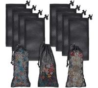 GORGECRAFT 10PCS Small Mesh Bags Black Polyester Drawstring Laundry Net Bag 8x4 Inch Mini Rectangle Cord Lock Closure Jewelry Gift Mesh Pouch for Travel Gym Wedding Party Kitchen Home Storage