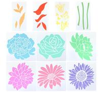 GORGECRAFT 10Pcs Spring Floral Stencils Sunflower Daisy Rose Flower Template Plastic Reusable Hollow Out Square Rectangle Painting Stencil for Painting On Wood Floor Canvas Furniture DIY Art Crafts