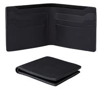 GORGECRAFT 115 * 96mm Bifold Wallet Crazy Horse Leather Credit Card Wallets Black Genuine Leather Wallets Slim Extra Capacity Wallet Extra Strong Stitching for Home Business Office Men