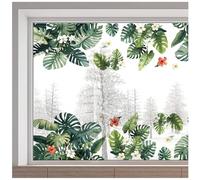GORGECRAFT 116x30cm Large Green Leaf Window Clings Tropical Leaves Window Stickers Summer Plant Window Decal Rectangle Removable Reusable Window Decoration for Sliding Door Glass Room Decoration