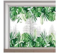 GORGECRAFT 116x38cm Tropical Plant Leaves Window Decals Large Green Leaf Window Stickers Static Non Adhesive Palm Tree Monsters Fern Leaf Decal for Glass Sliding Door Summer Home Decor