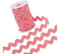 GORGECRAFT 12.5 Yards Pink Polyester Woven Braided Fabric Rick Rack Trim for Sewing, 1/2 Inch Zig Zag S Shaped Lace Ribbon, Peach Pink, All Occasions