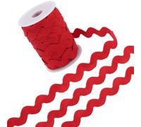 GORGECRAFT 12.5 Yards Red Rick Rack Trim for Sewing 13mm Ric Rac Ribbon Polyester Rickrack Zig Zag Wave Bending Fringe Lace Trim S Shaped Woven Braided Fabric with Spool for DIY Crafts Wedding