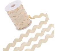 GORGECRAFT 12.5 Yards Rick Rack Trim 1/2 Inch RIC Rac Rickrack Beige Wavy Ribbon Zig Zag Trimming Wave Bending Fringe Lace Trim S Shaped Woven Edging Braided Fabric with Spool for Sewing DIY Crafts