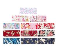 GORGECRAFT 12 Colors 12 Yards Floral Cotton Ribbon Japanese Kimono Style Single Printed 1-1/2 inch Width Trimming Fabric for DIY Handmade Sewing Crafts Hair Bow Headwear Gift Wrapping Accessories