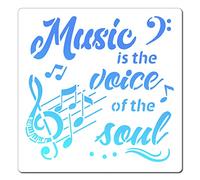 GORGECRAFT 12"X12" Music Note Stencil Music is the voice of the soul Templates Reusable Plastic Drawing Painting Stencils Template for Painting on Card Wall Fabric Tile Canvas DIY Decor Crafts