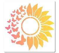 GORGECRAFT 12"X12"Sunflower Butterfly Stencil Flower Templates Sun Petals Reusable Templates Plastic Drawing Painting Stencils Template for Painting on Card Wall Fabric Canvas Crafts DIY Home Decor