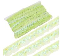 GORGECRAFT 12 Yards Pleated Mesh Stretch Fringe Trim 1.2 Inch Elastic Organza Fabric Ribbon Lime Gathered Ruffle Sequin Chiffon Lace Edge Trim for Cloth Craft Sewing Embroidered Wedding Party Decor
