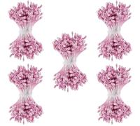GORGECRAFT 1200Pcs 2.5mm Artificial Flower Stamens Plastic Pearl Pink Double Head Floral Pollens Stamens Small Flower Stems Core Decoration for Flower Hairpin Jewelry Making Accessories DIY Craft