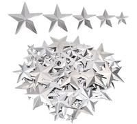 GORGECRAFT 120PCS 5 Sizes Silver Metal Star Galvanized Metal Stars Vintage Rustic Primitive Stars Three Dimensional Christmas Tree Patriotic Ornament for Crafts Independence Day Hanging Wall