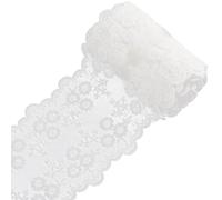 GORGECRAFT 12cm Wide Embroidery Lace Trim White Floral Embroidered Lace Ribbon 5 Yards Scalloped Edge Trimmings Milk Fiber Tulle Fabric for DIY Sewing Crafts Wedding Dress Embellishment Gift Wrapping