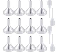 GORGECRAFT 12Pcs 1.3x1 Inch Platina Mini Aluminum Funnel Metal Essential Oil Funnels with 4Pcs Clear Small Pipette Mini Dropper for Filling Small Bottles or Containers Atomizers Perfume Liquid