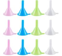 GORGECRAFT 12Pcs 1.6x1.2 Inch Refillable Cosmetic Containers Funnels Small Clear Pink Blue Green Plastic Multipurpose Funnels for Filling Small Bottles or Containers Atomizers Perfume Liquid