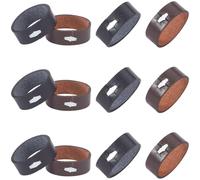 GORGECRAFT 12Pcs 2 Colors Cowhide Belt Loop Keeper Black Brown Leather Belt End Holder Stays Retainer Tool Belt Straps Replacement Accessories Fit for 1.38inch/35mm Wide Men Women Belt Straps